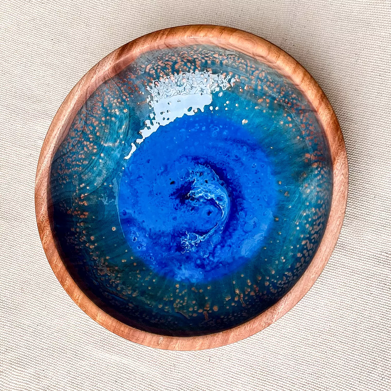 Blue light wooden bowl 3