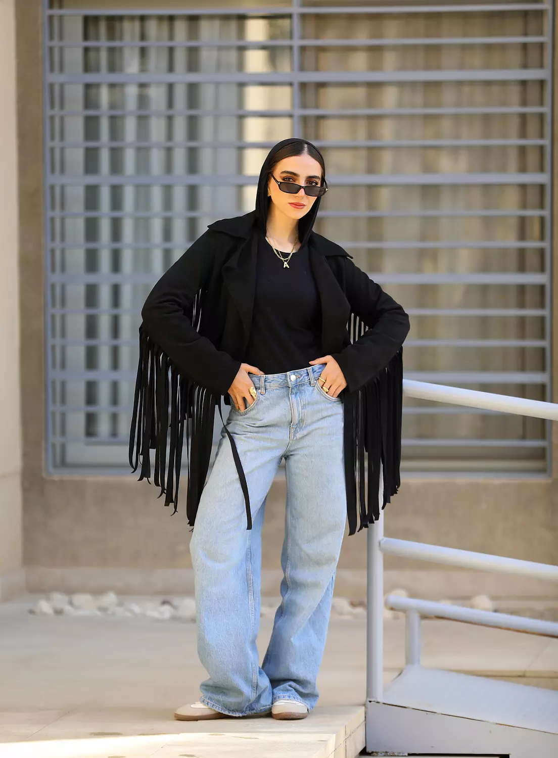 Fringes black cropped jacket hover image