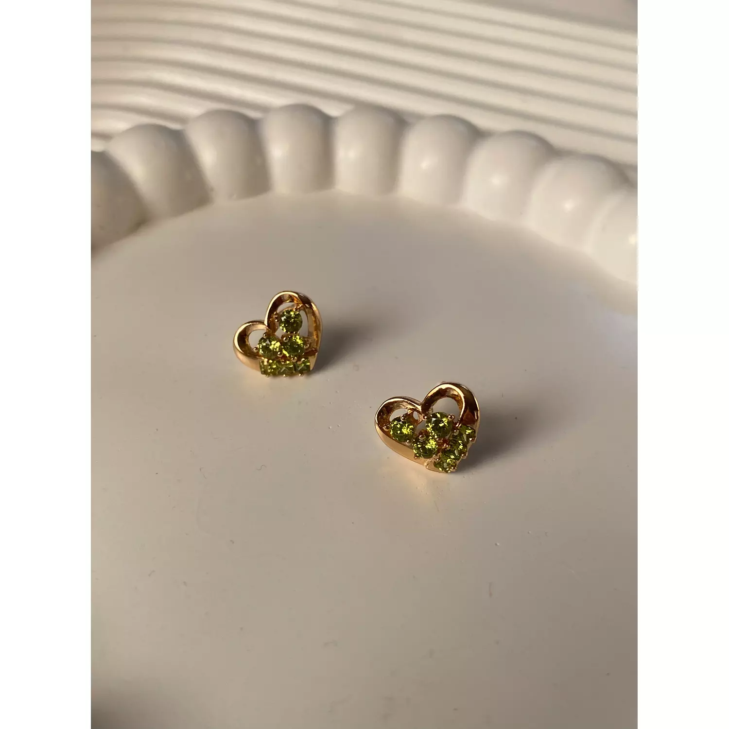 Lime heart Studs hover image