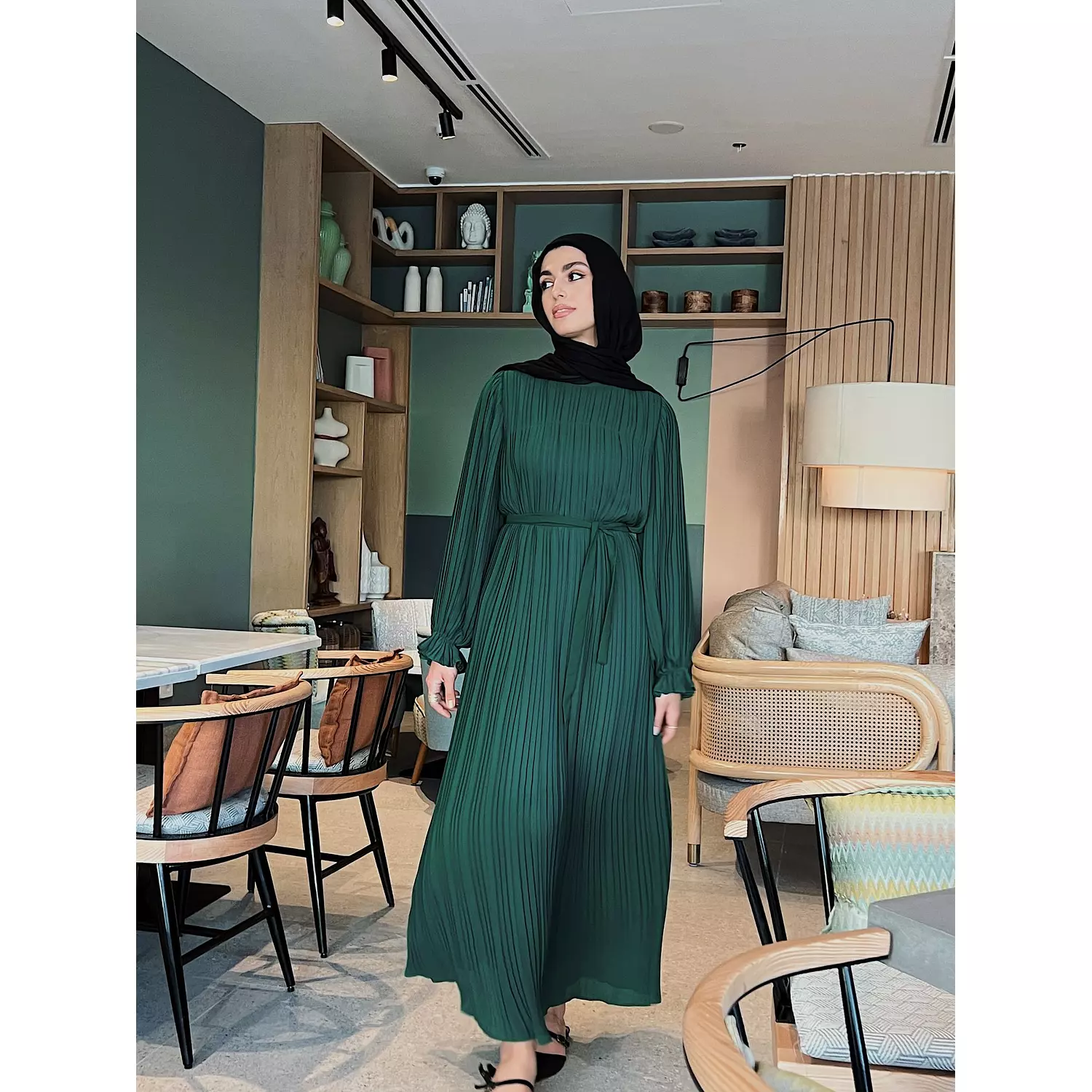 Green Pleated Dress 4