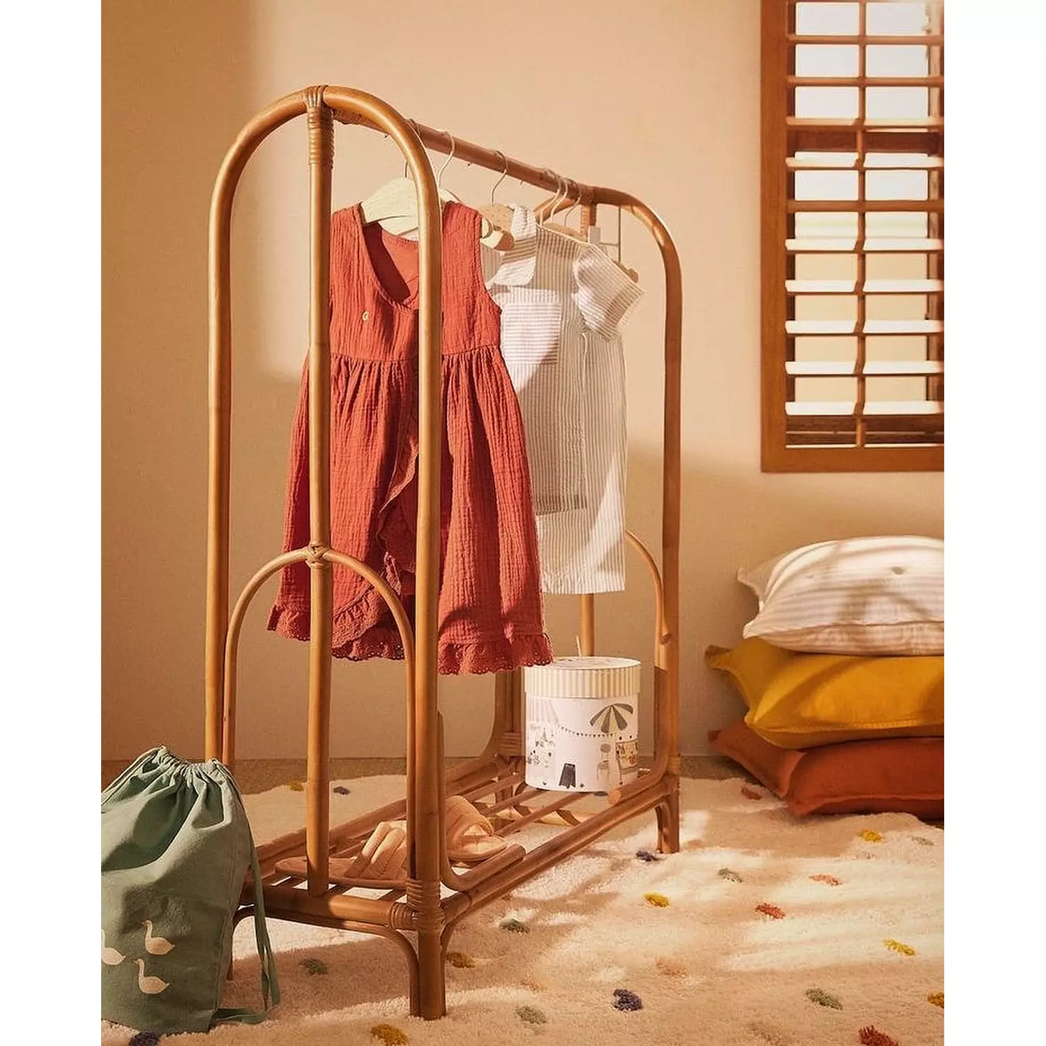 Bamboo clothes stand hover image
