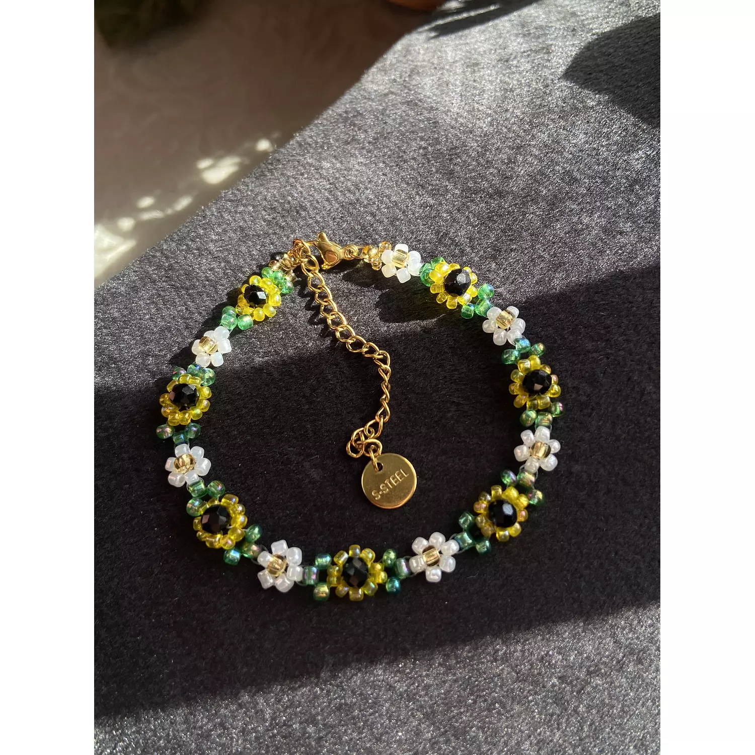 Sunflowers with white flowers bracelet and necklace  1