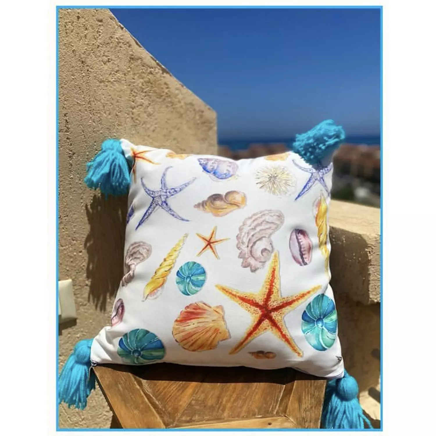 Seashell Hand-Painted Summer Cushions Burlap or Canvas (by order) 2