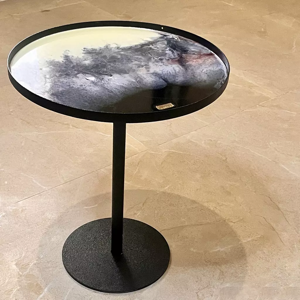 Cream/ Black Steel Side table