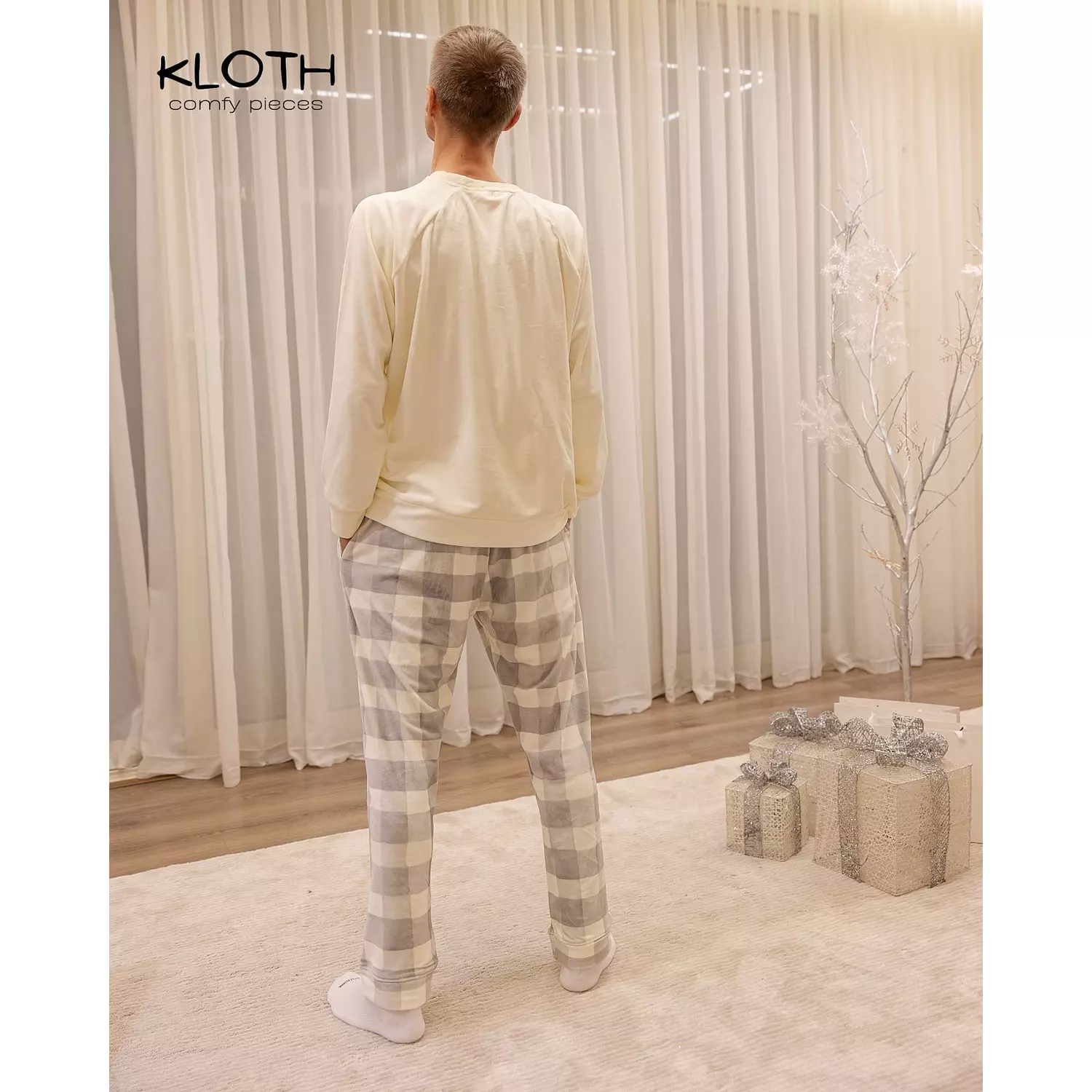 CHRISTMAS PAJAMAS FOR THE FAMILY (WHITE & GREY PLAID PANTS) 4