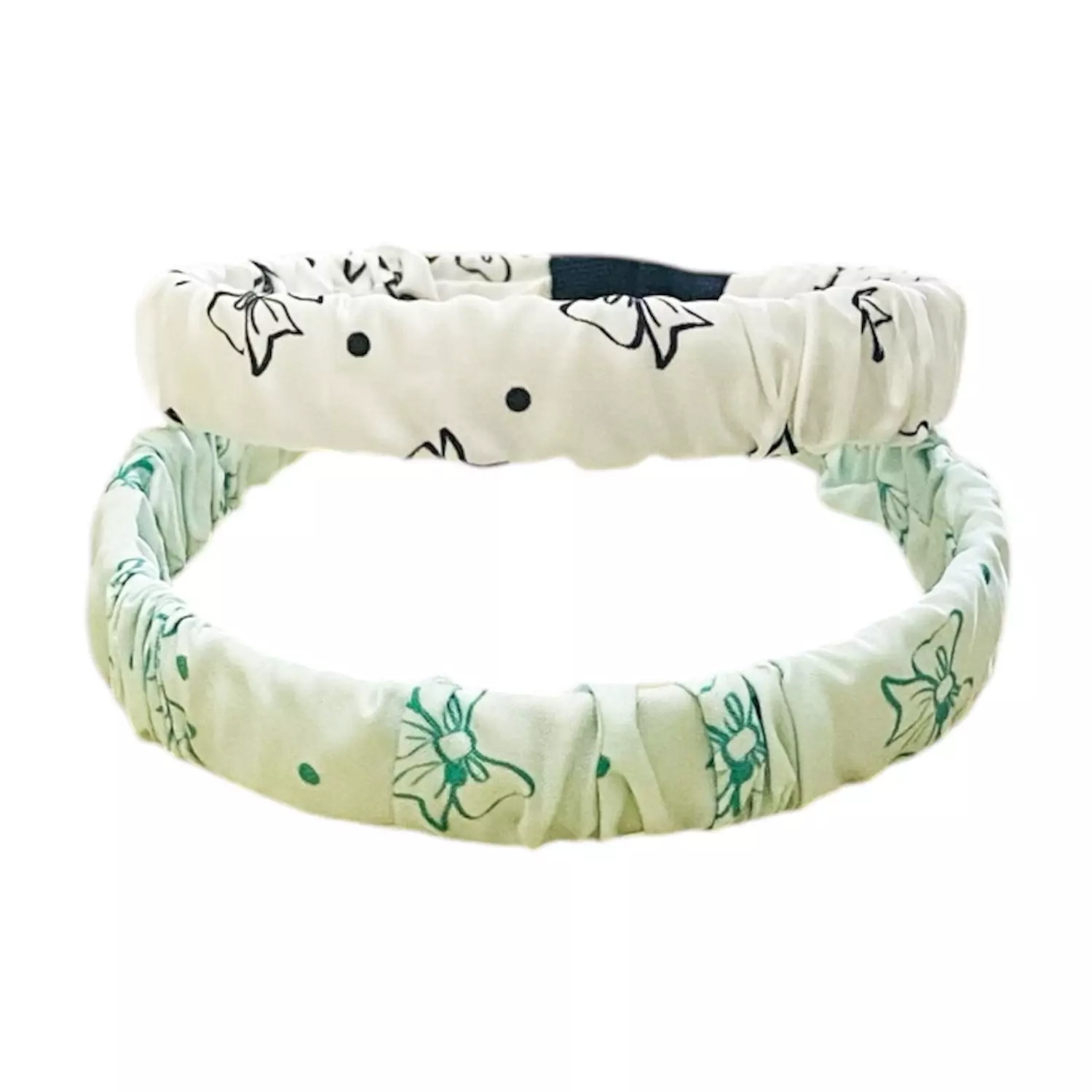 1 Pc White/Green Pastel Bow Tie Printed Headbands  hover image