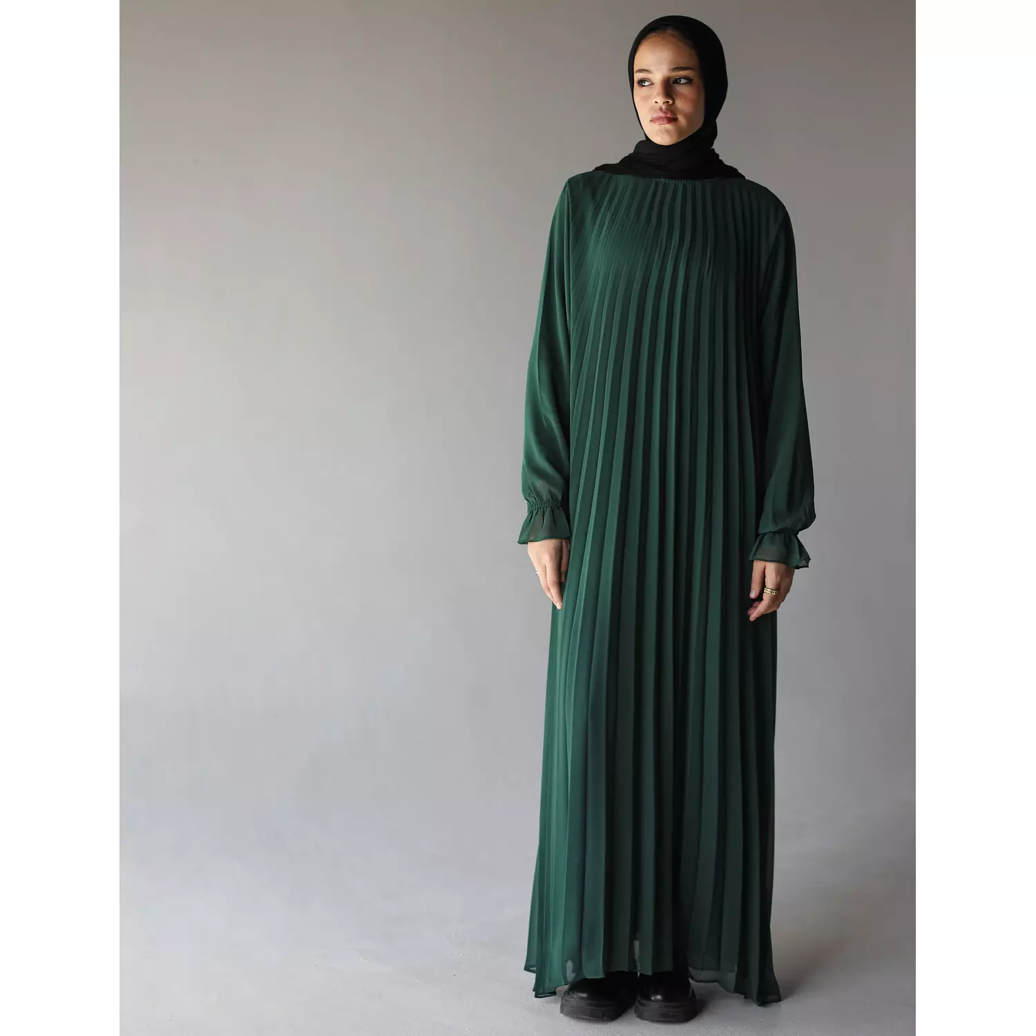 Green Cloach Pleataed Dress 4