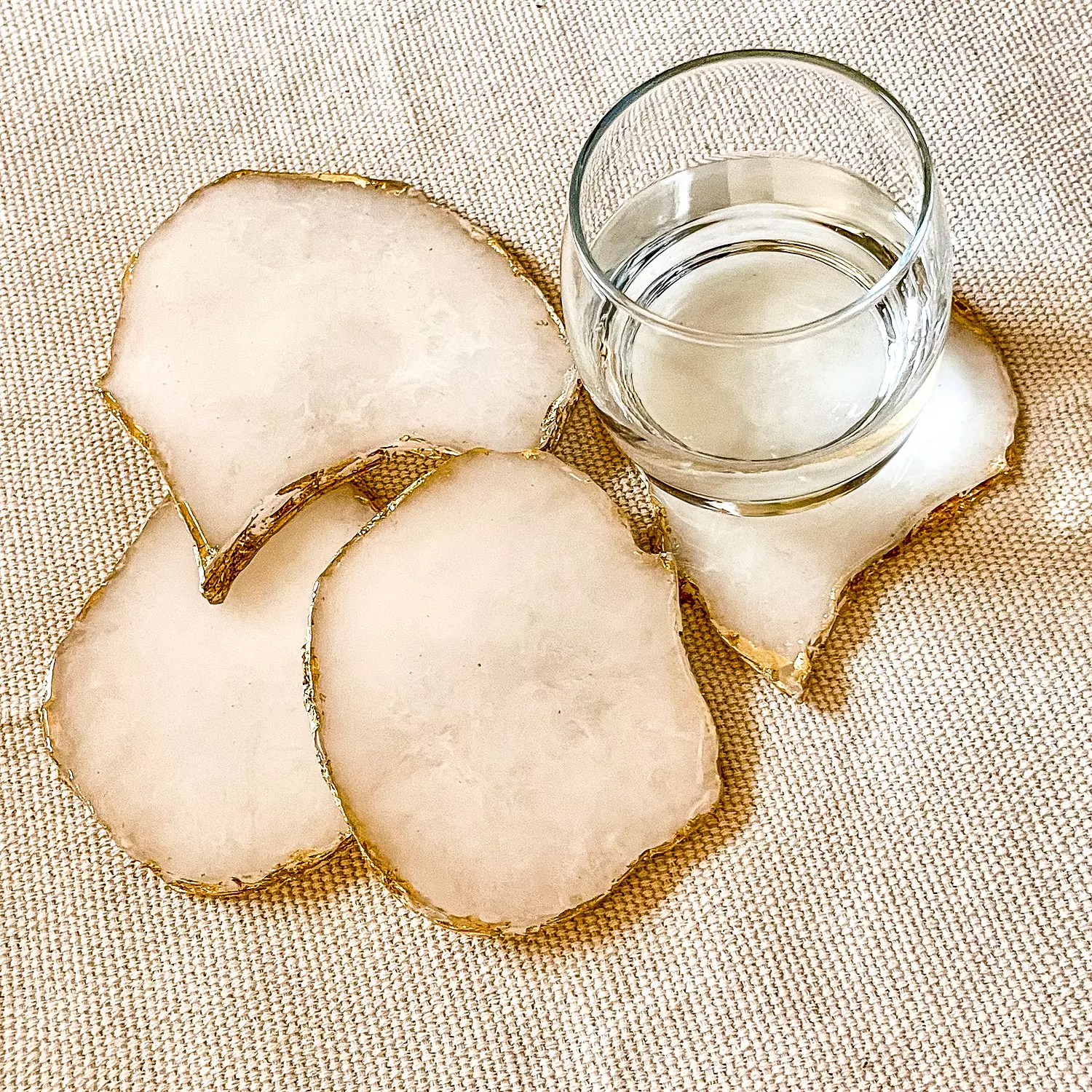 White/Gold agate coasters  hover image