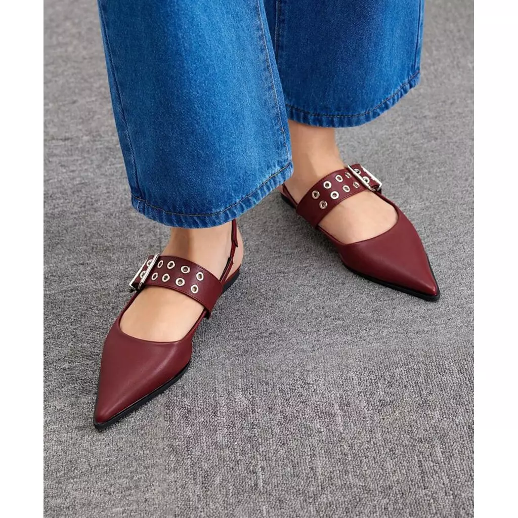 Pointed mary jane flats