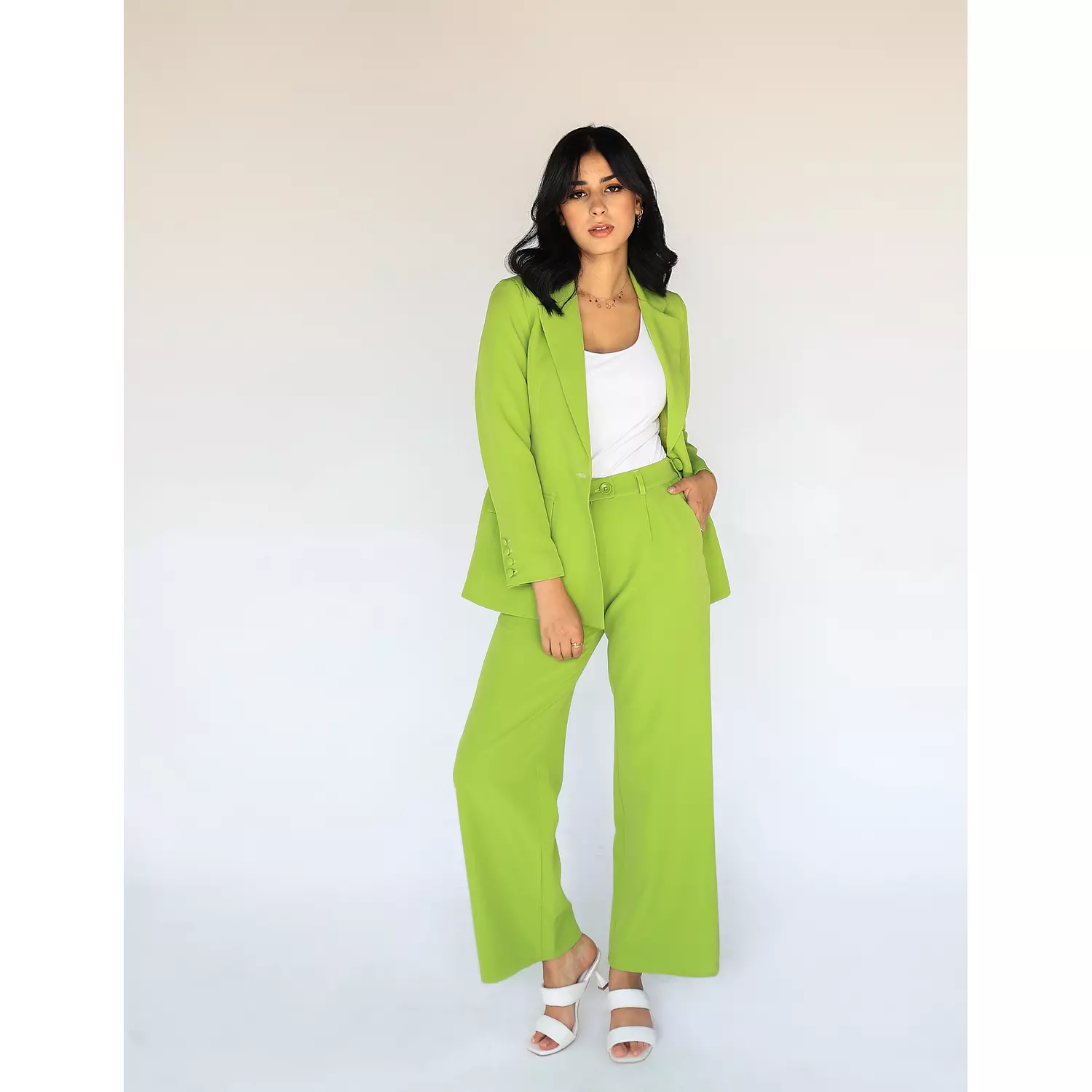 Green Apple Wide-leg Straight Mid Pants 6