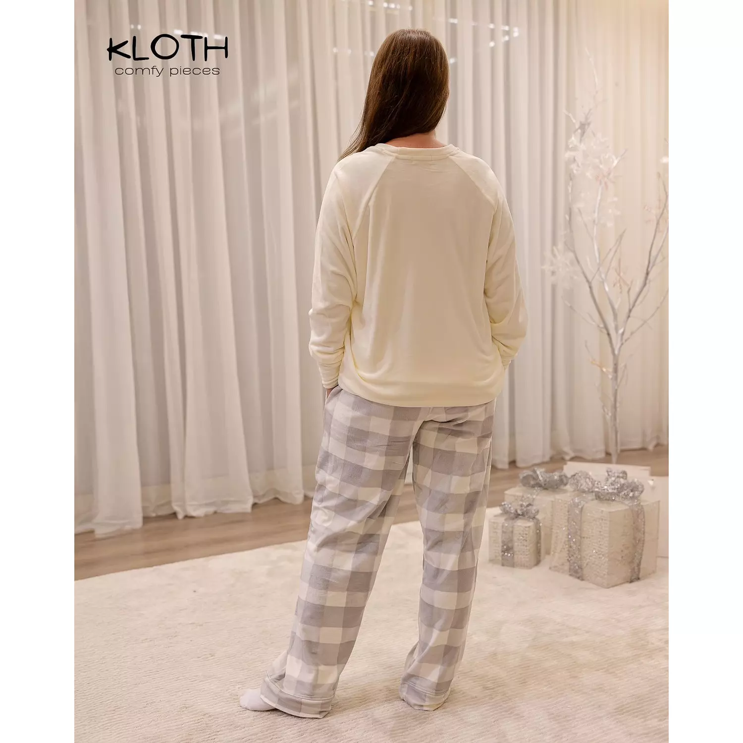 CHRISTMAS PAJAMAS FOR THE FAMILY (WHITE & GREY PLAID PANTS) 2