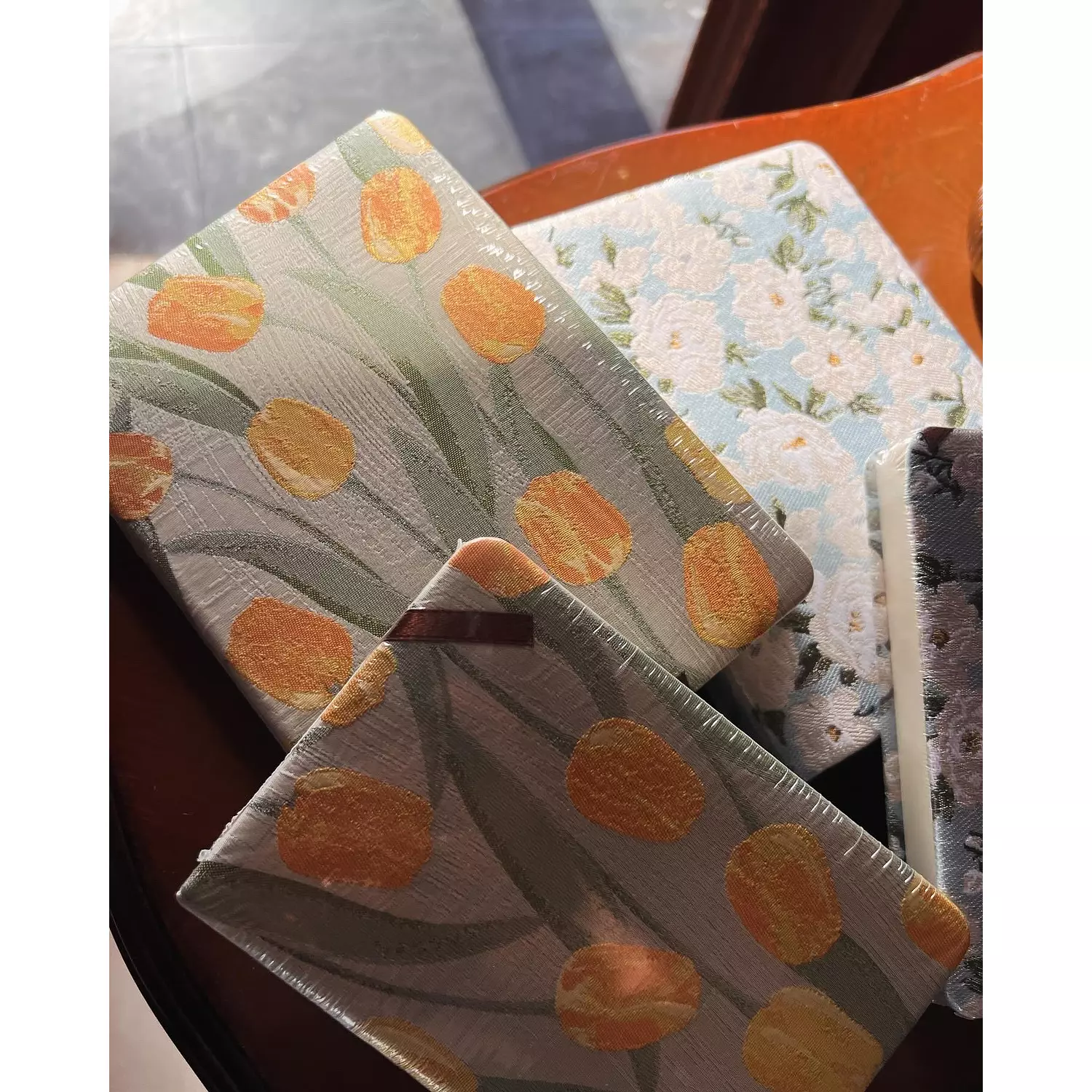 Tulips and White Roses Fabric Journals 0