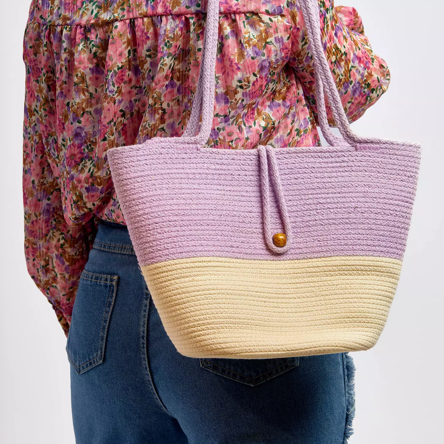 Shoulder Bag - Violet & Floral White hover image