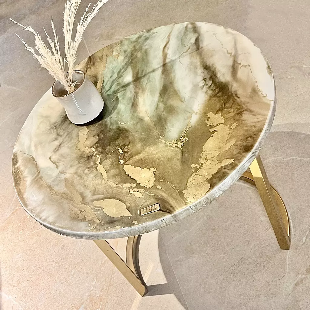 Olive/ Gold Side Table