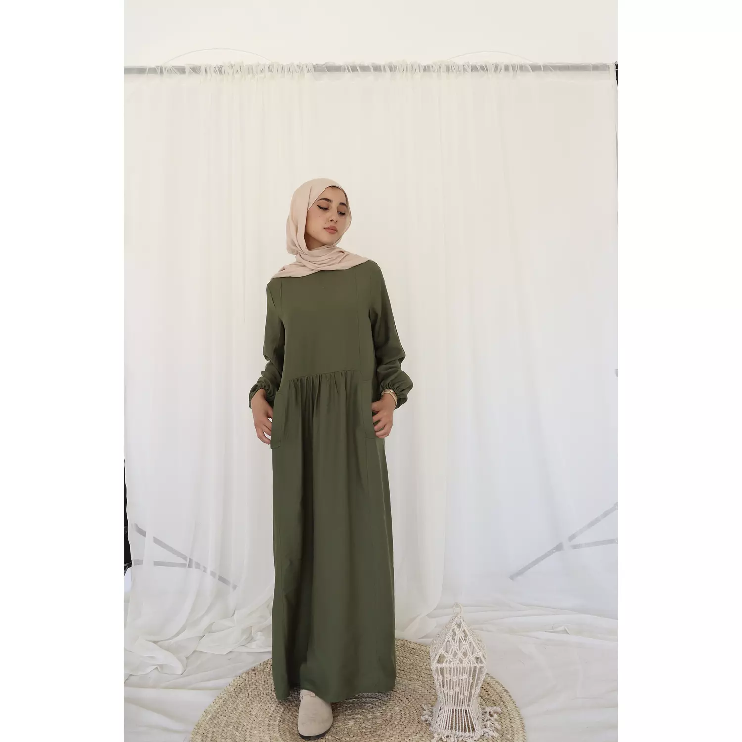 Olive Flowy Dress 1