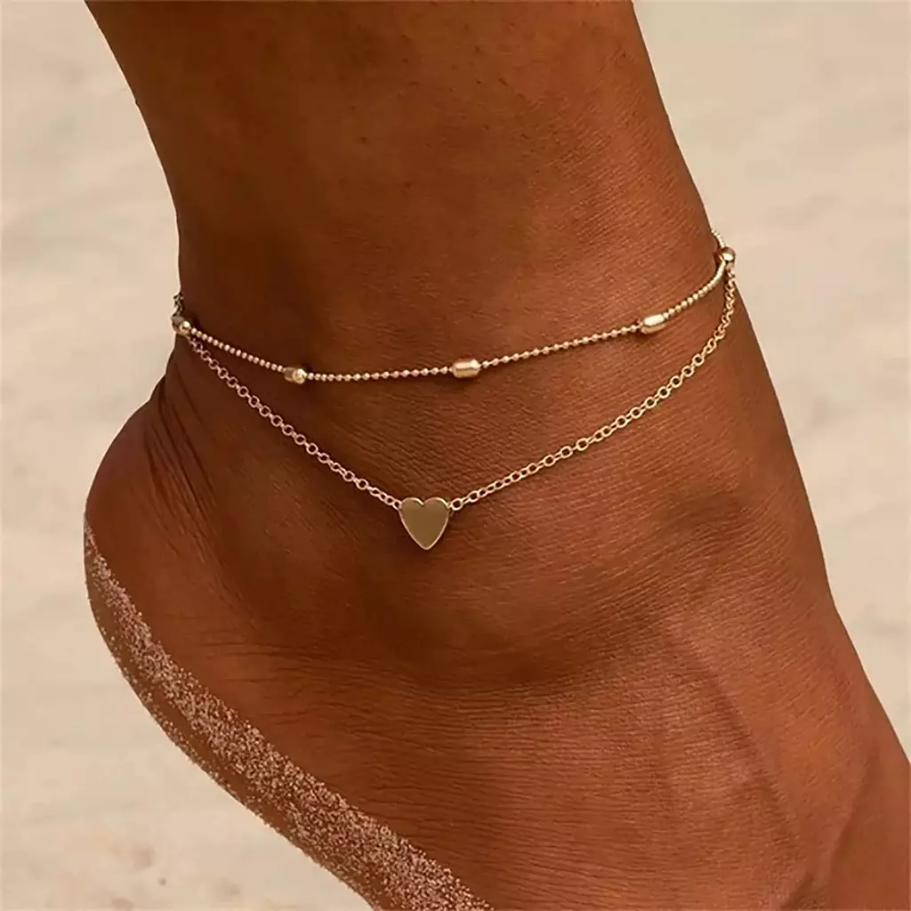 TwoLayered Heart Anklet 
