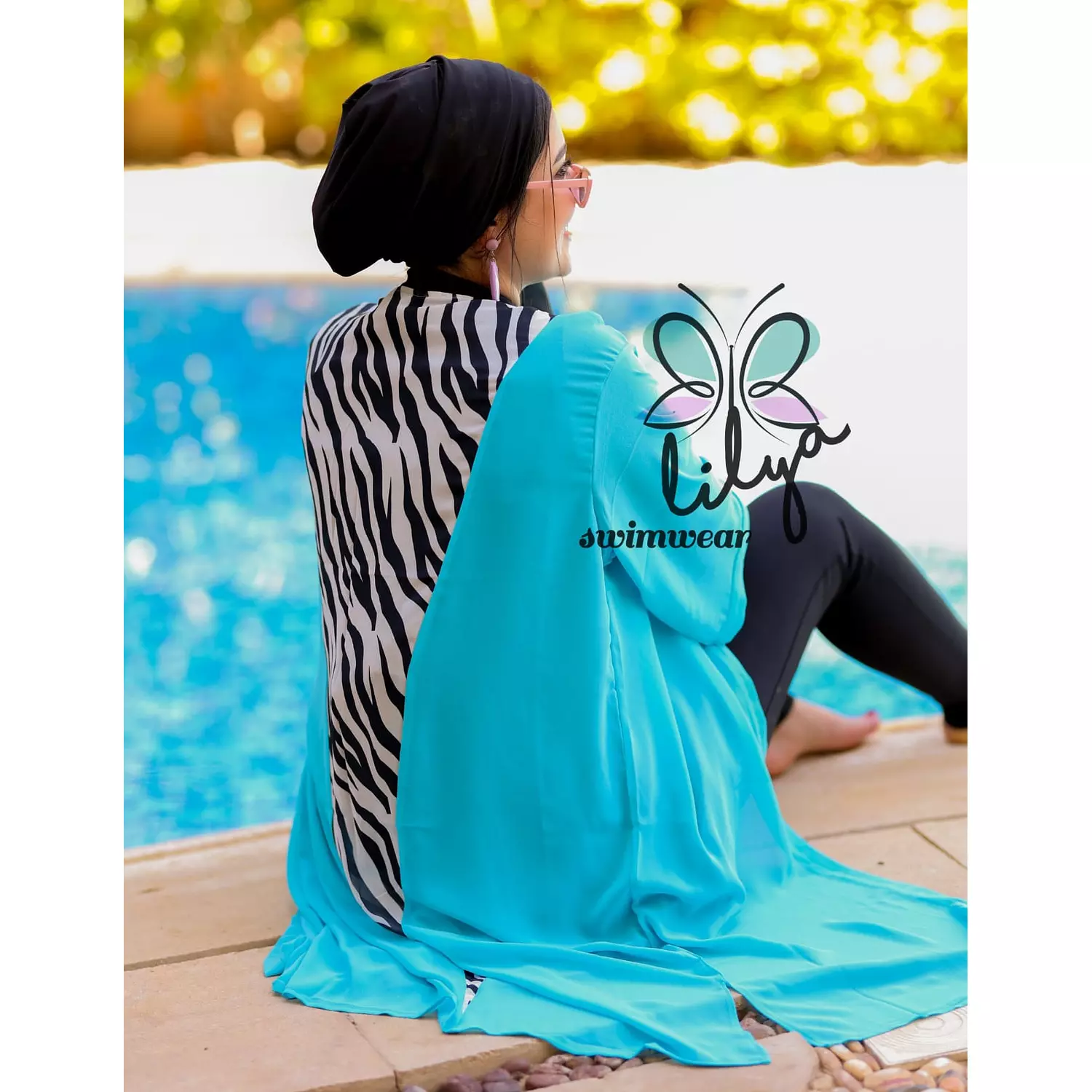 Turquoise Zebra Cover Up - Kimono hover image