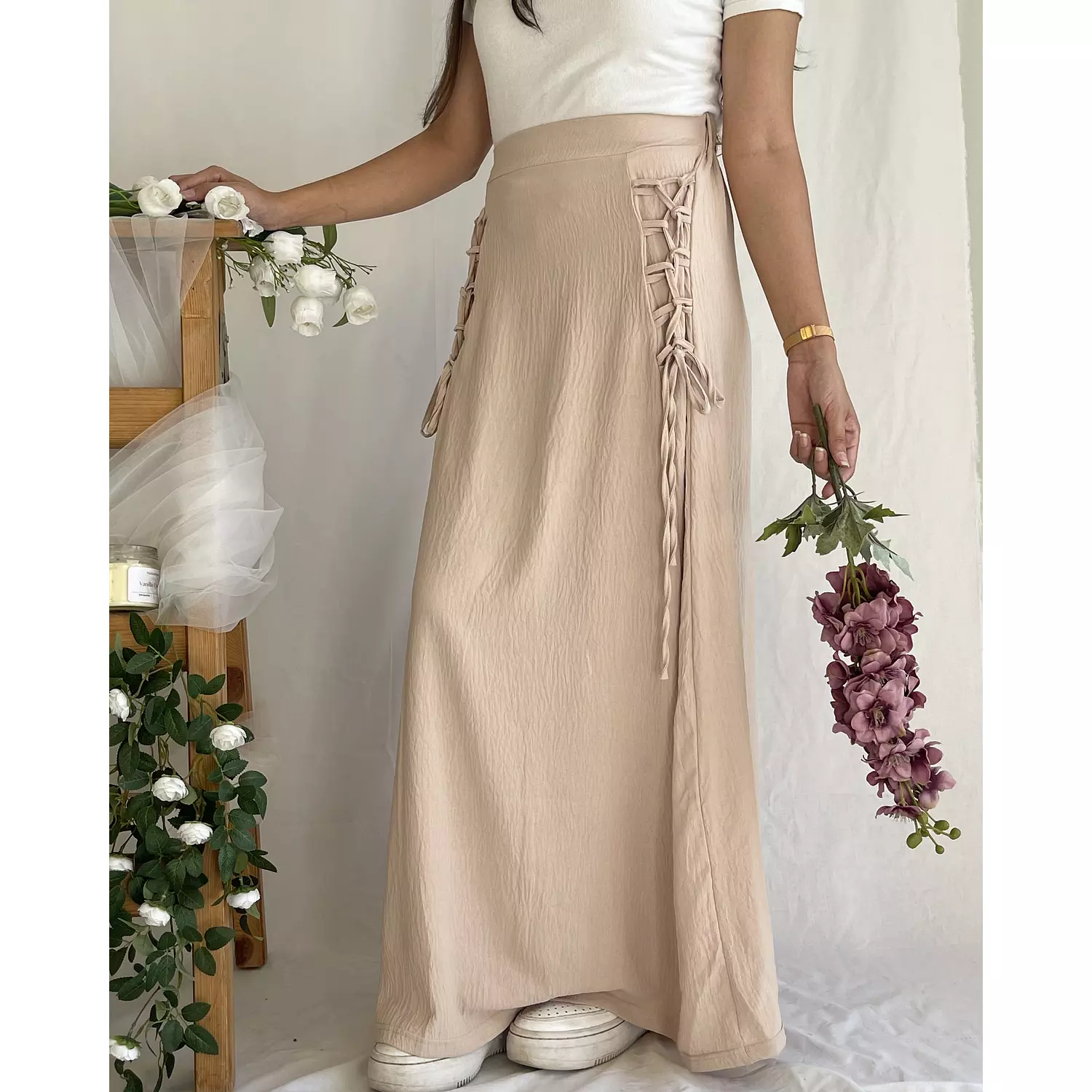 Bow-Me Skirt in Nude Pink hover image