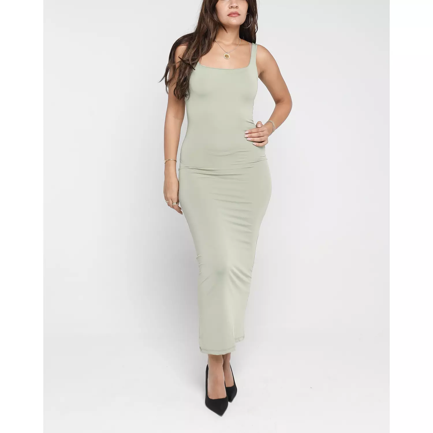 SQUARE-NECK MIDI DRESS 2