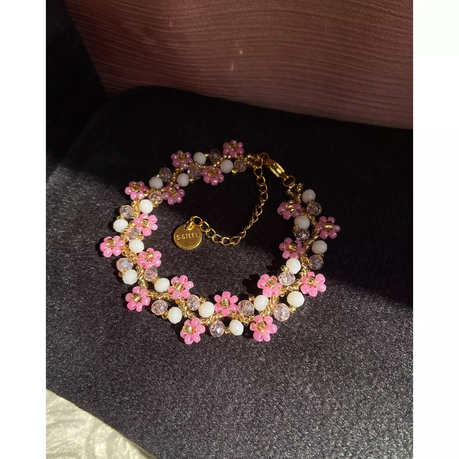 ✨Floria design ✨Pink flowers with white and rose crystal set 🩷✨ 4