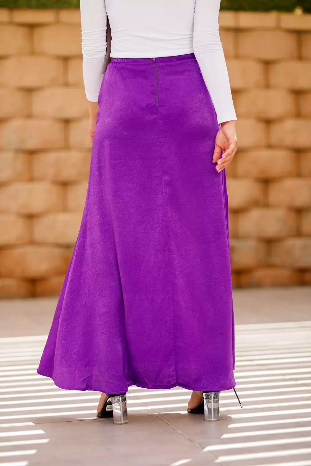 Purple maxi satin skirt  2