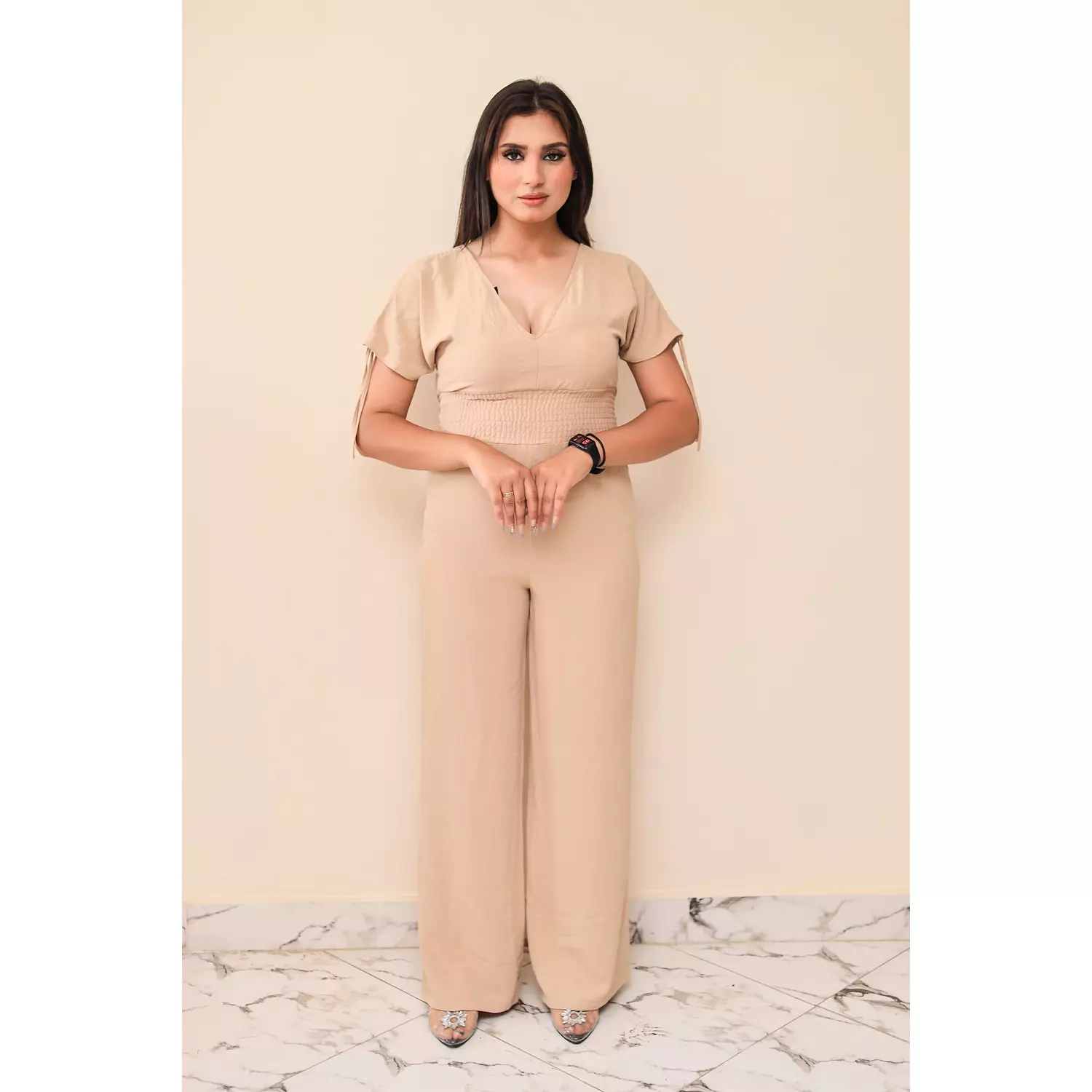 Plain Beige Jumpsuit  hover image