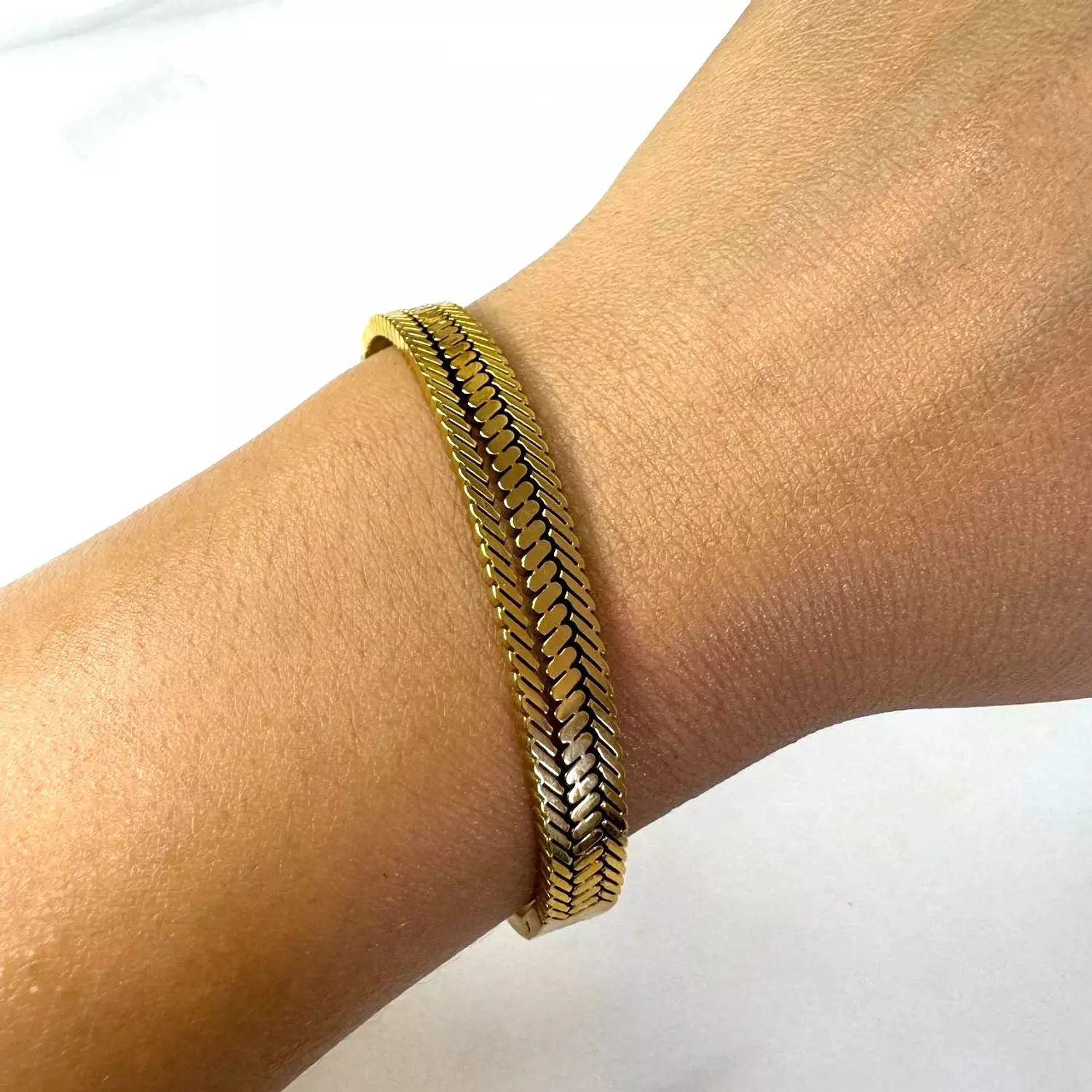 Golden Fabric Open Bangle 1