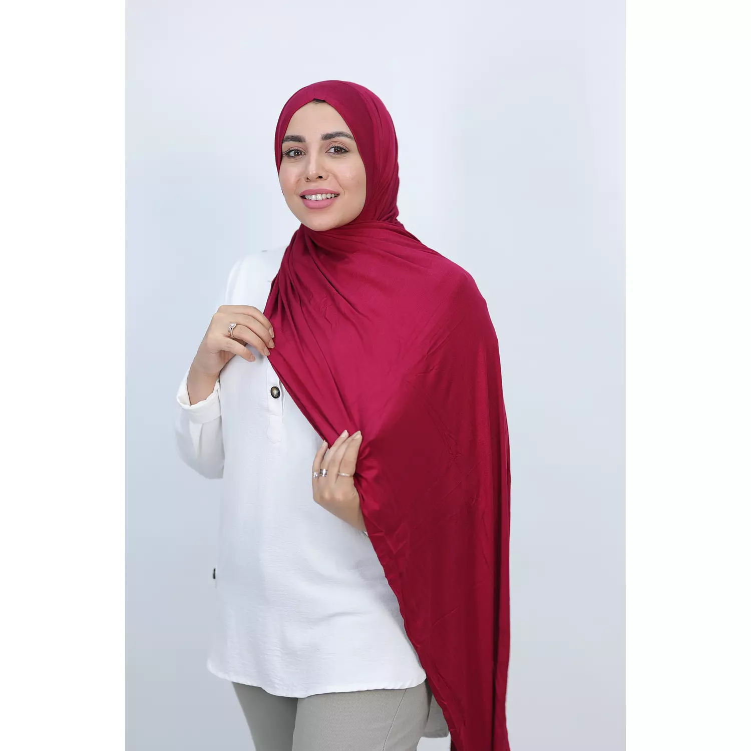 Jada Cotton Lycra Gel Hijab - Burgundy  1