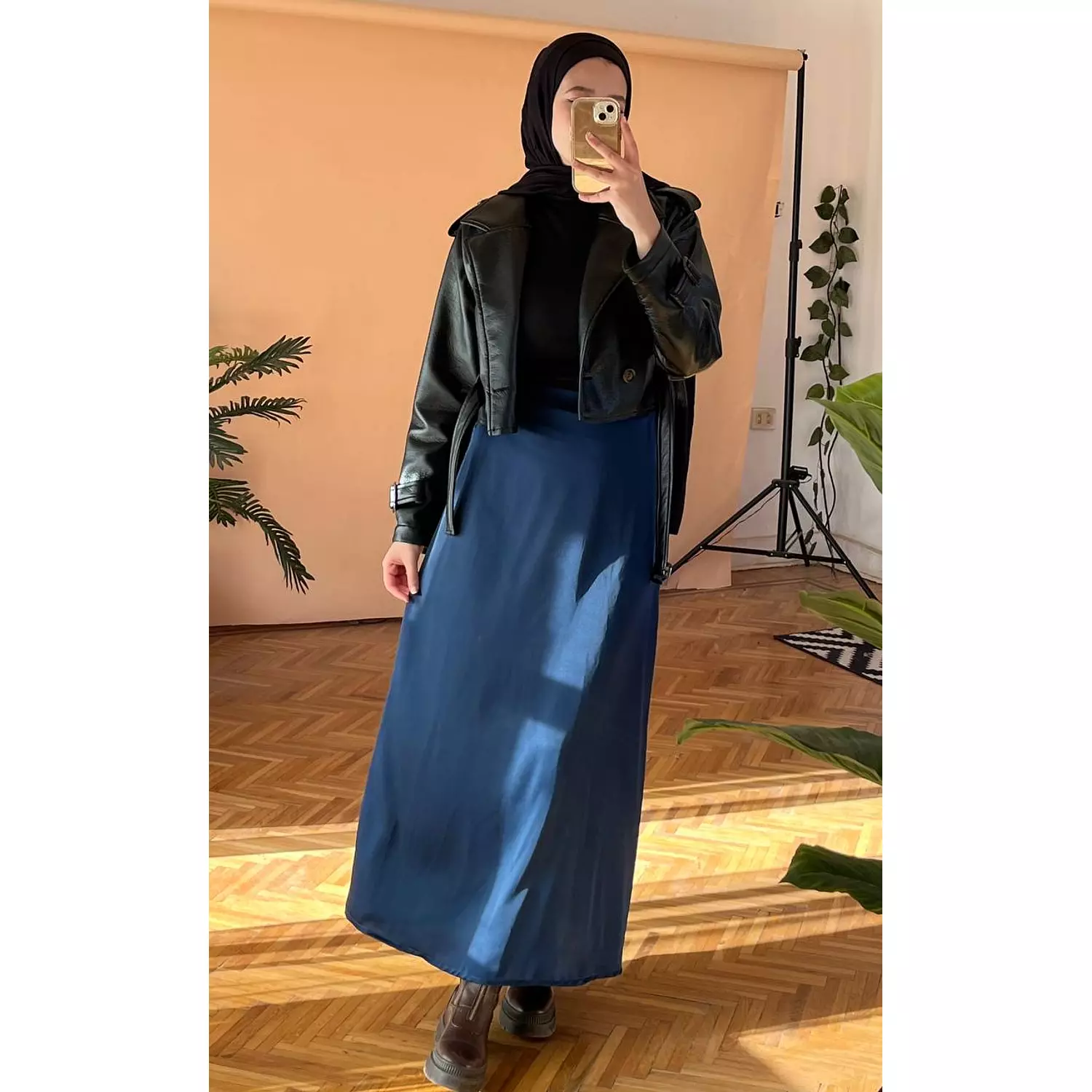 A-line Navyblue Satin Skirt - new addition   2