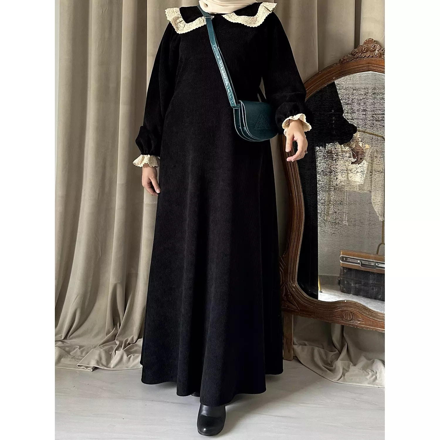  Black velvet circle dress hover image