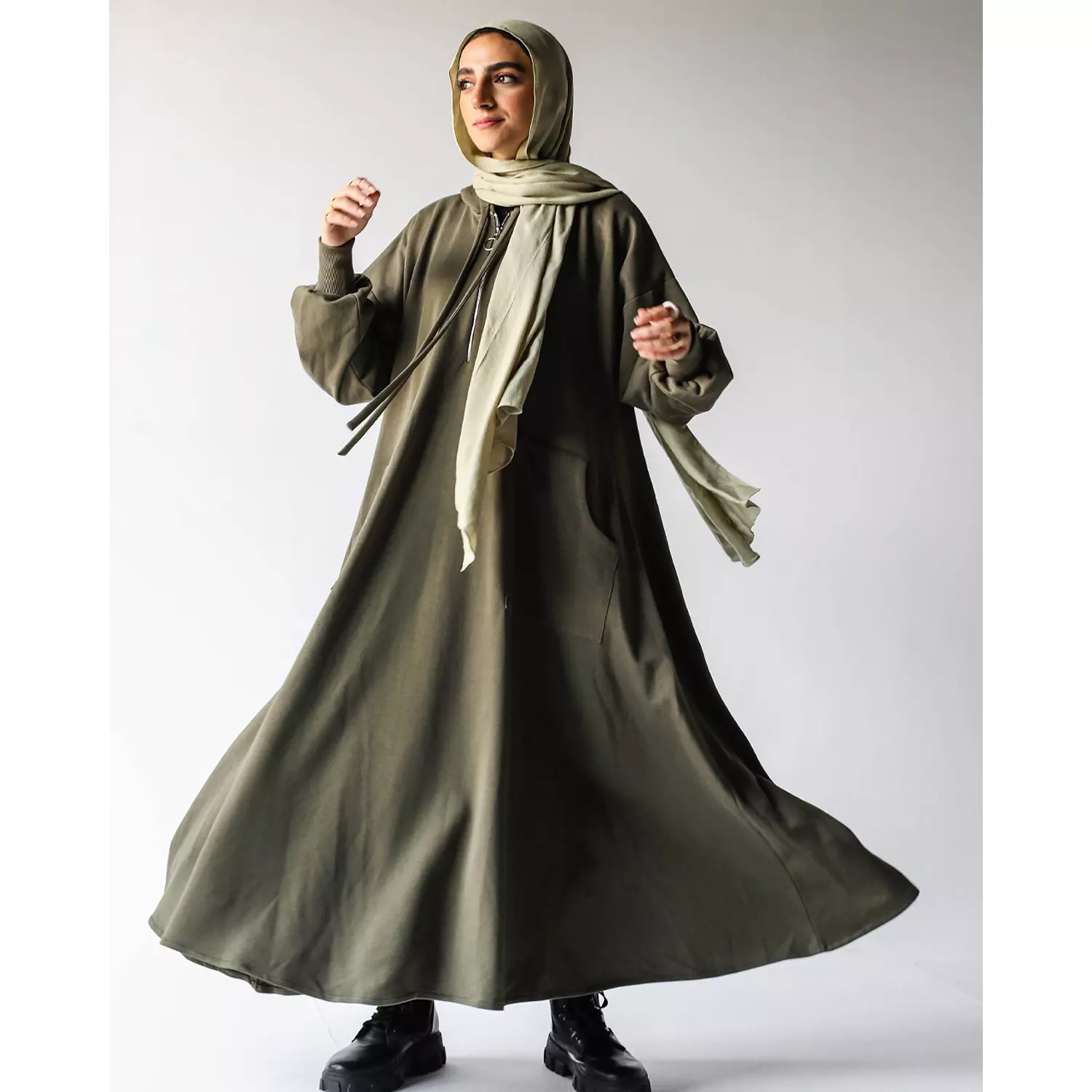 Olive Milton Hoodie Dress hover image