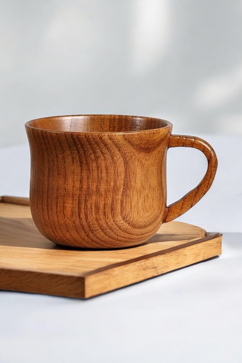 Wooden tea cup hover image