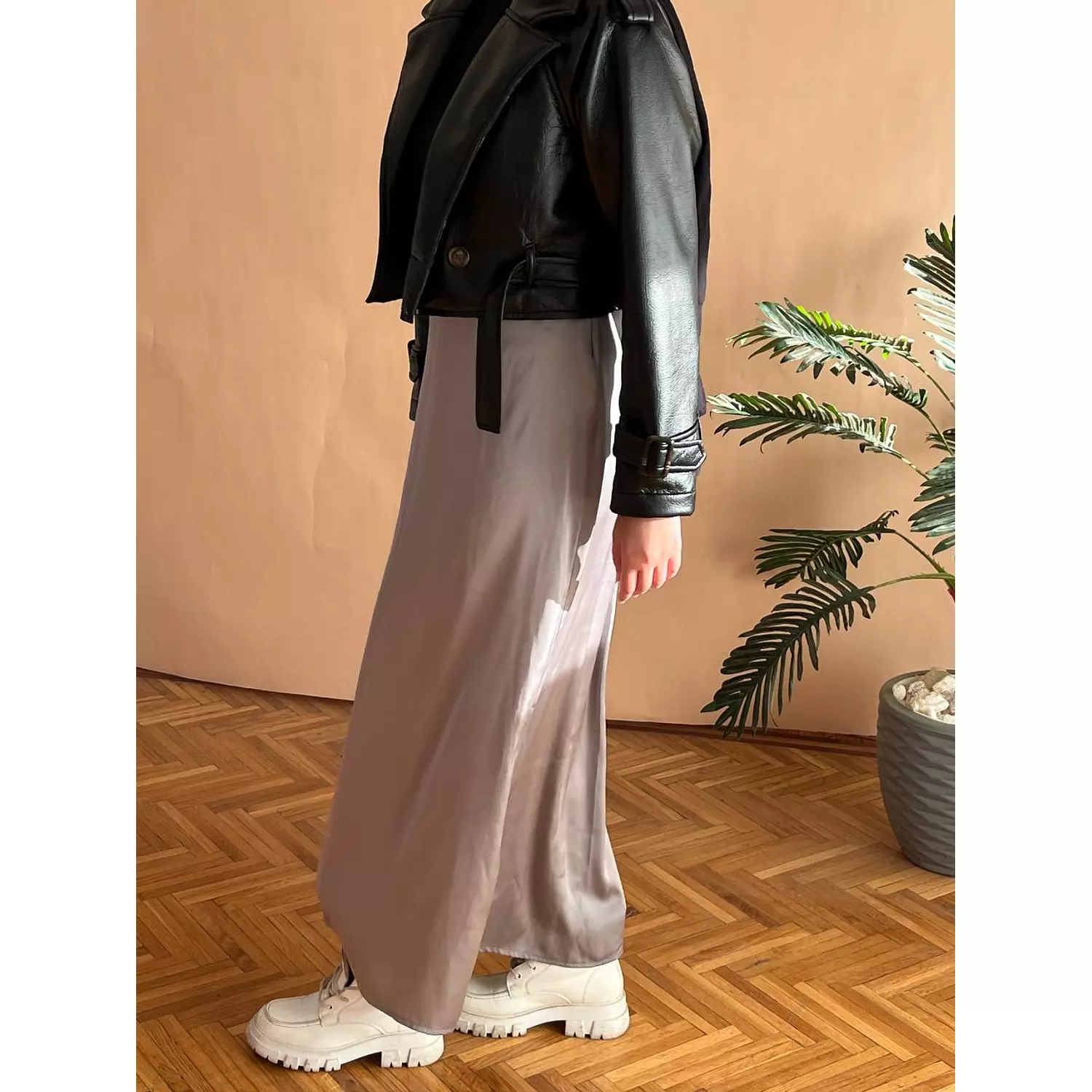 A-line Gray Satin Skirt - new addition   2