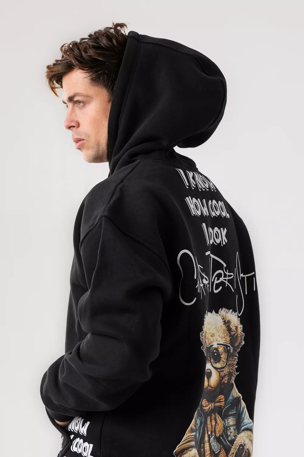 BEAR BACK PRINTED HOODIE 12