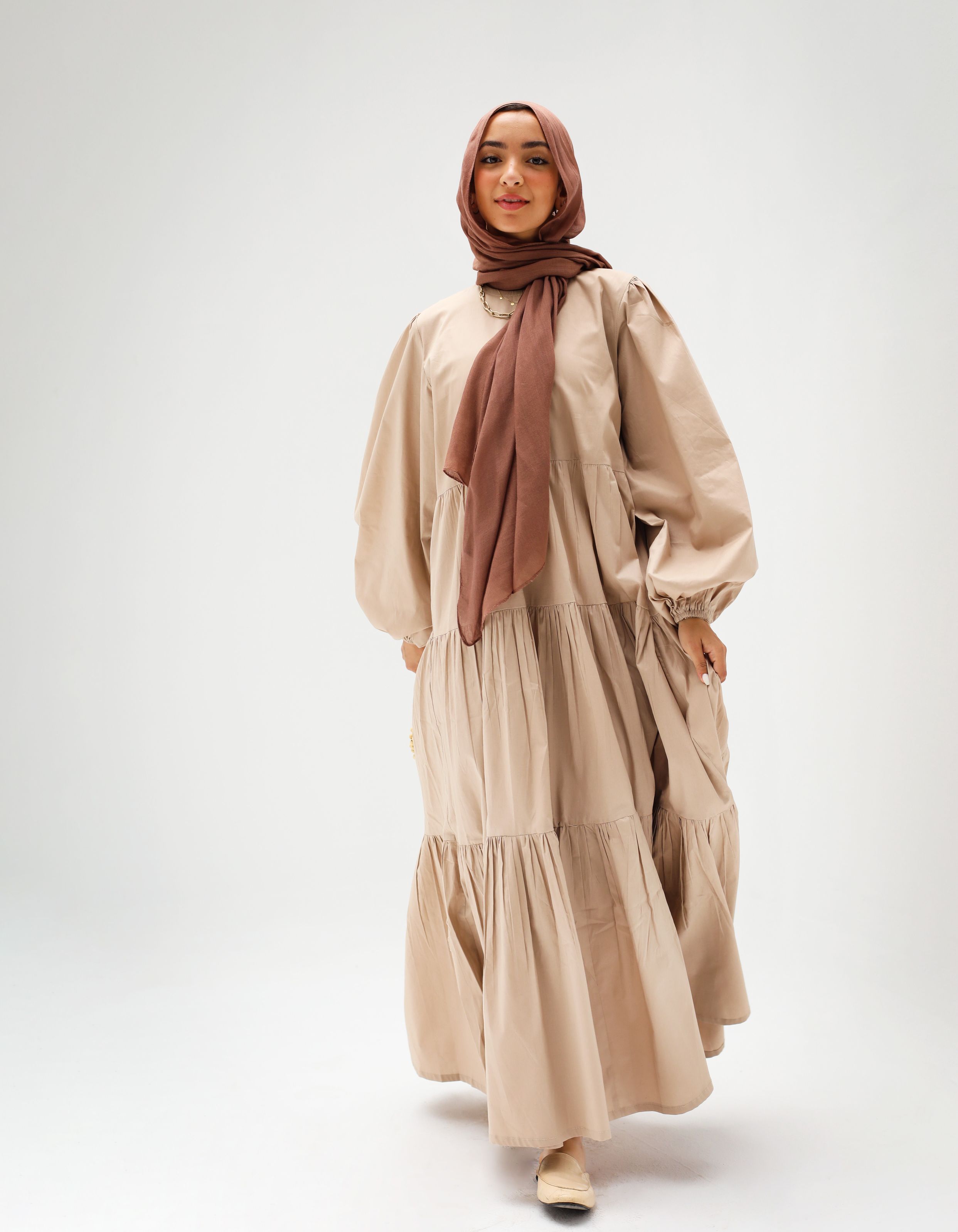 Camel Gypsy Poplin Dress 3