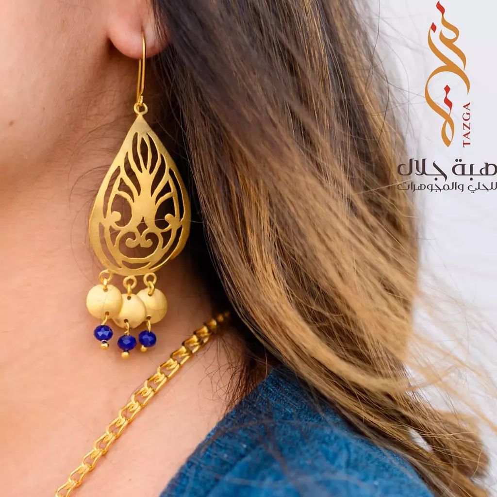 pure copper with blue crystal beads Earrings