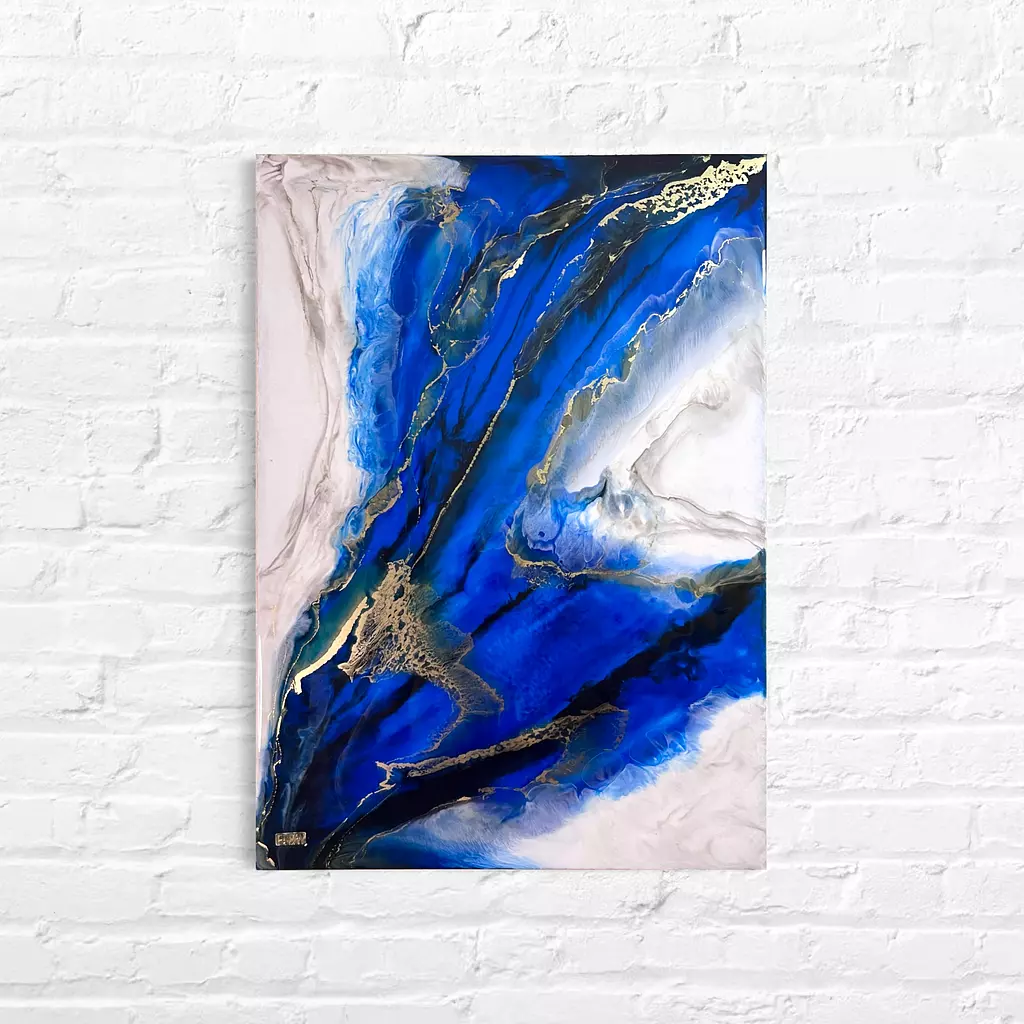 Blue & gold marble painting