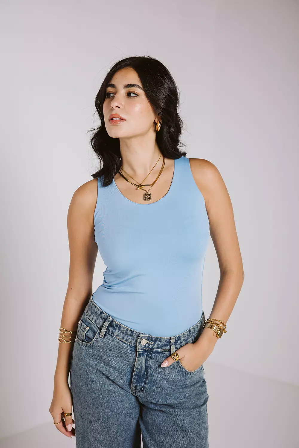 Tank top wide neck baby blue  0