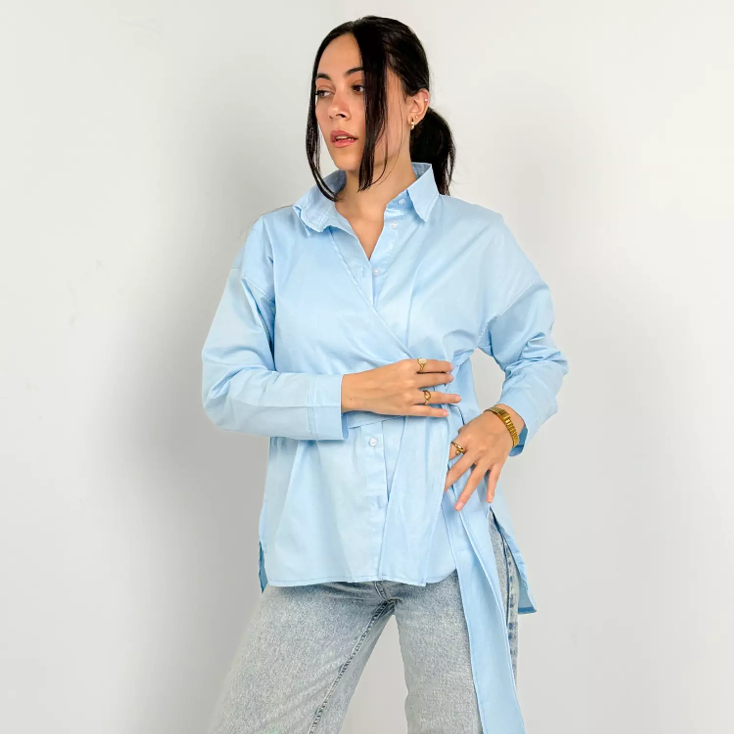 Wrapped shirt - Baby blue  hover image