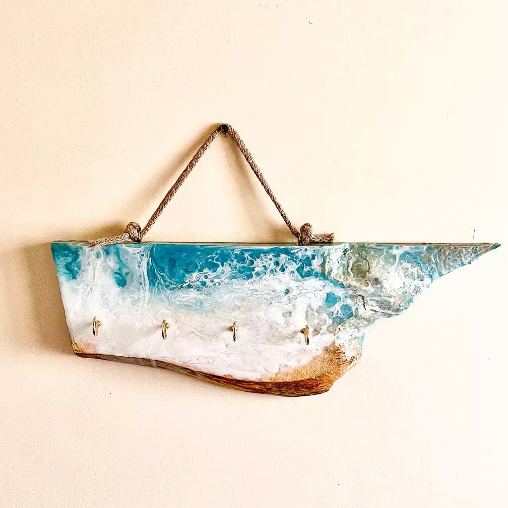 Turquoise Live Edge Key Holder