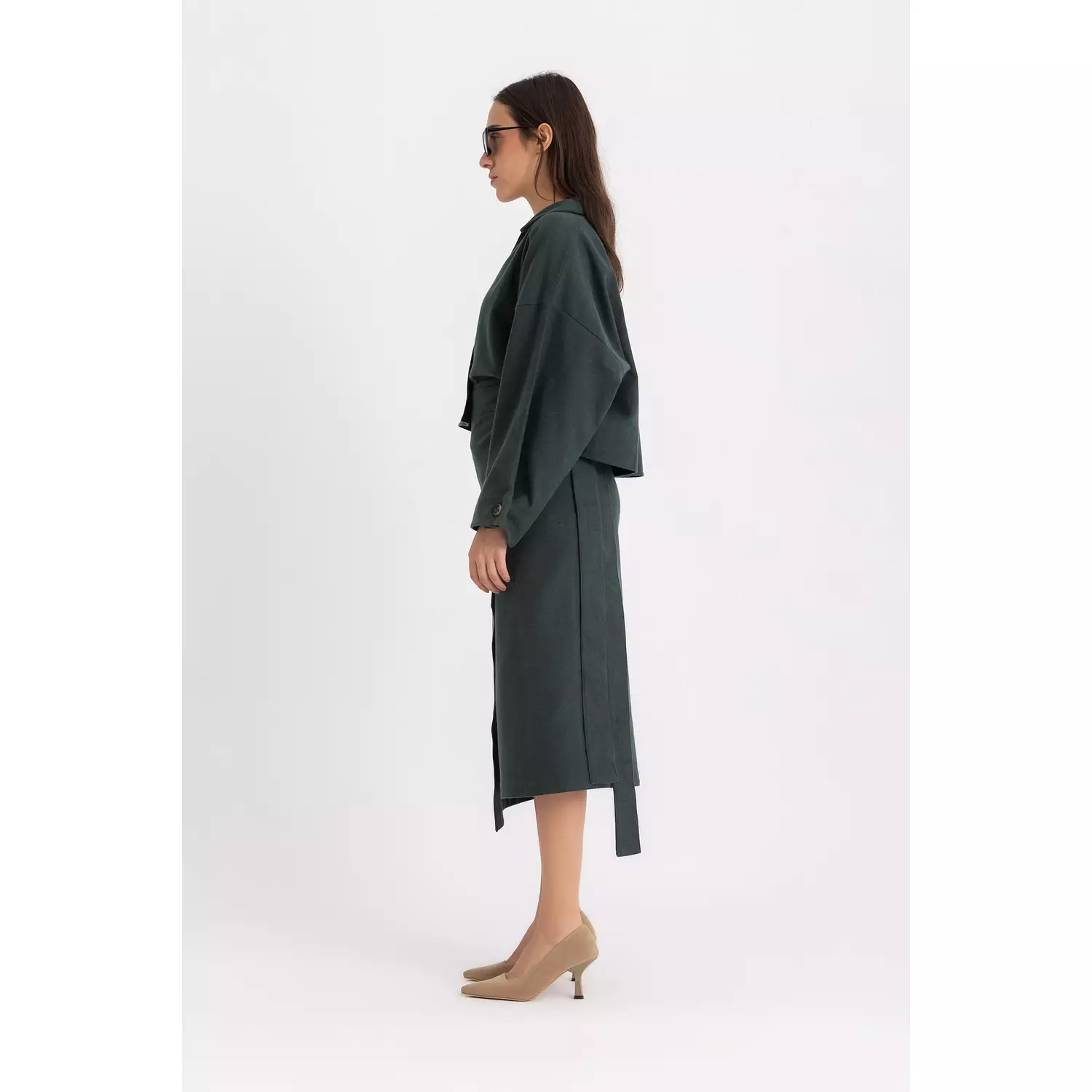 The Pola cropped shirt - dark green 1