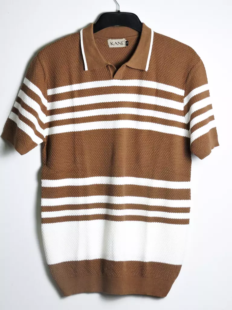 The Racing Stripe Polo *Brown & White*