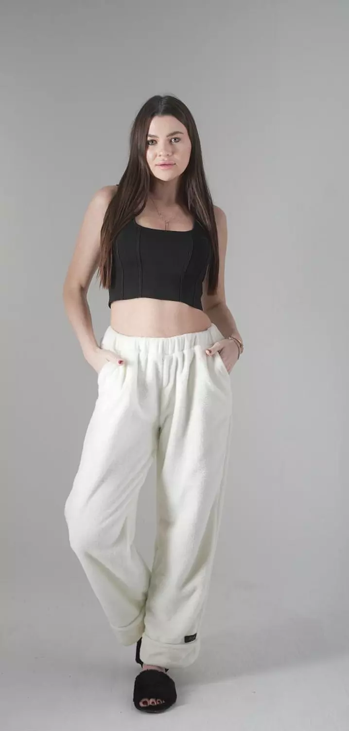 Relaxed Fluffy Off White Pants 1