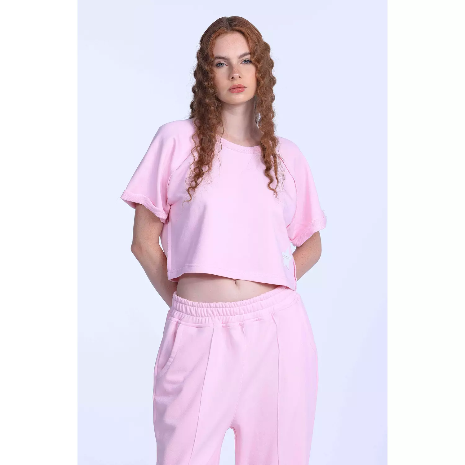 Baby pink cropped shirt   hover image