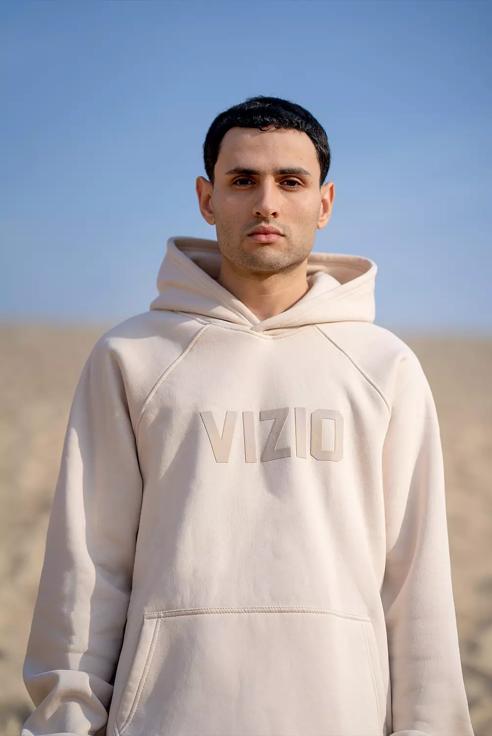 Beige " V " Hoodie hover image