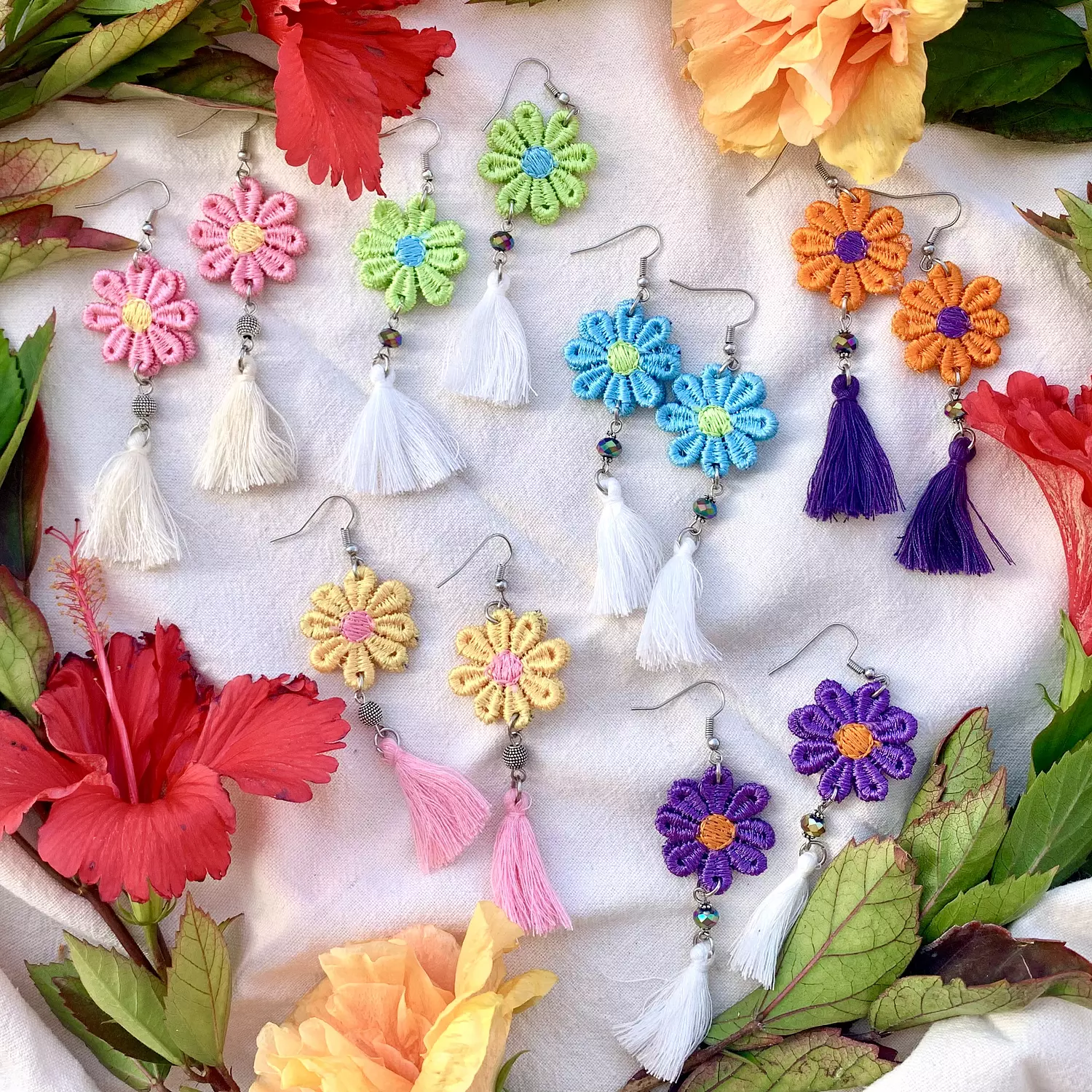 Colorful Flower Earrings hover image