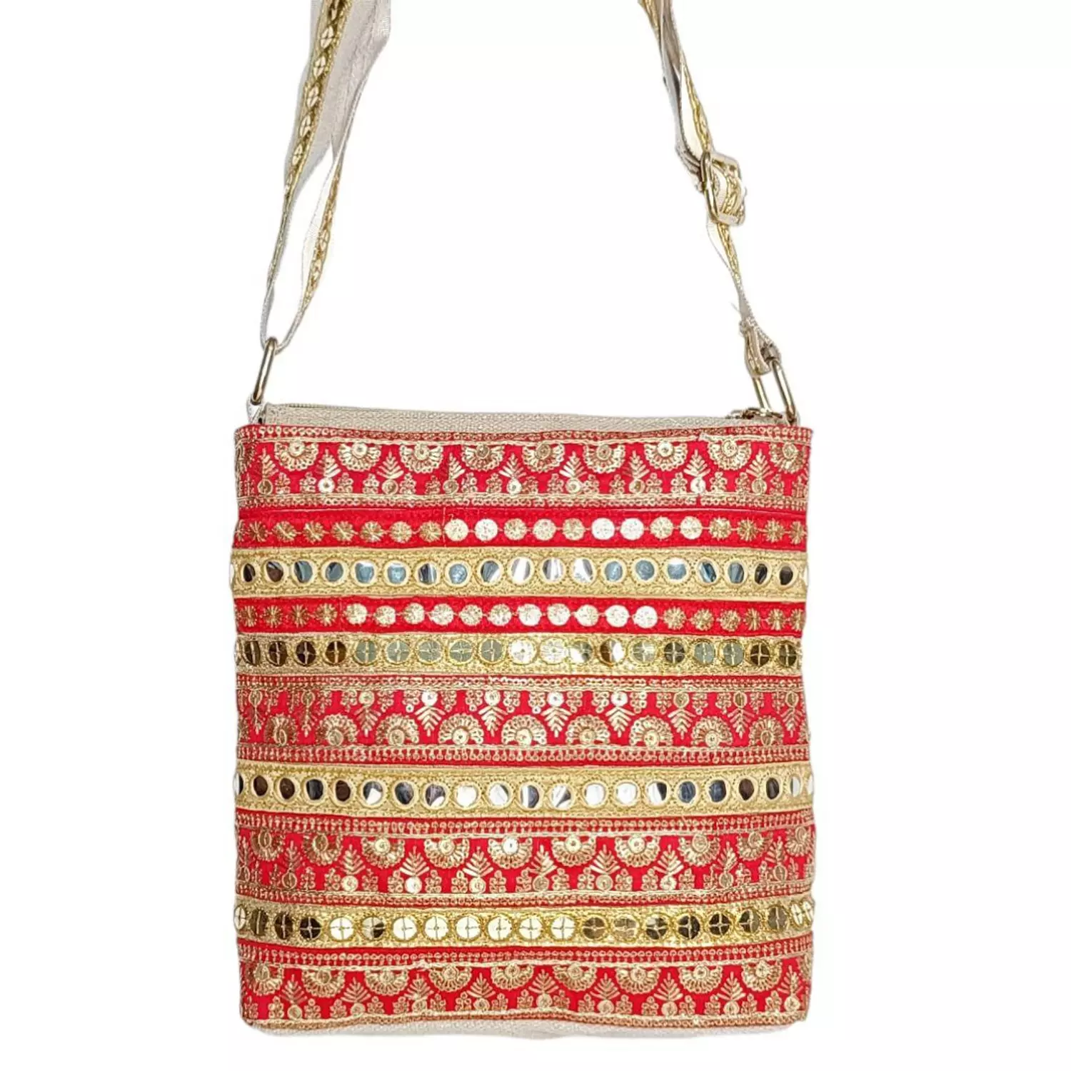 Red and golden ribbons cross-body bag (A.15-1) hover image