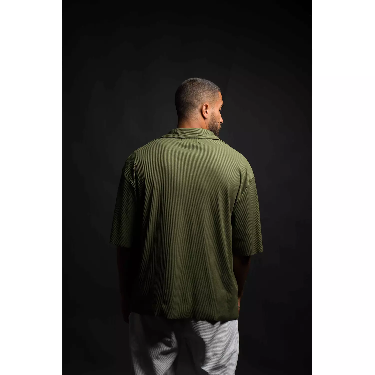 Olive Pleated Shirt 5