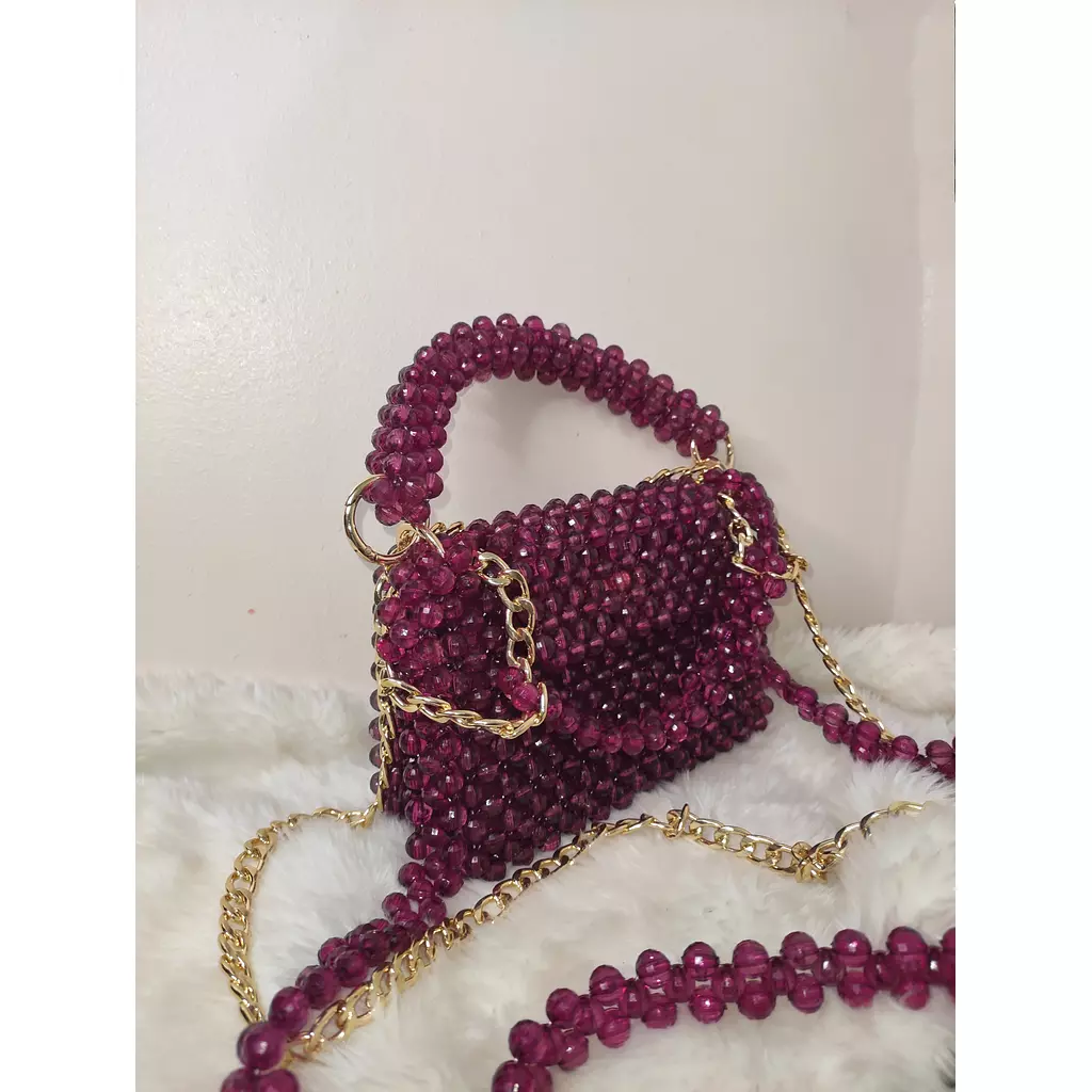 Maroon beaded bag 