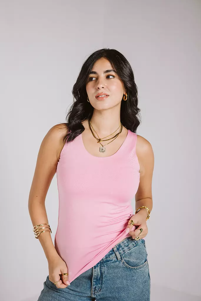 Tank top wide neck pink